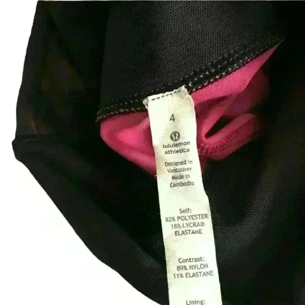 Lululemon Sweaty Endeavor✨Blooming Pixie✨Raspberry/Black Leggings Sz 4 MSRP $128 - Picture 8 of 10